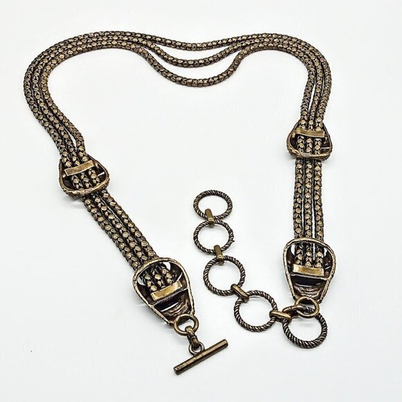 Vintage Triple Strand Metal Snake Chain Toggle Close Belt main image 5